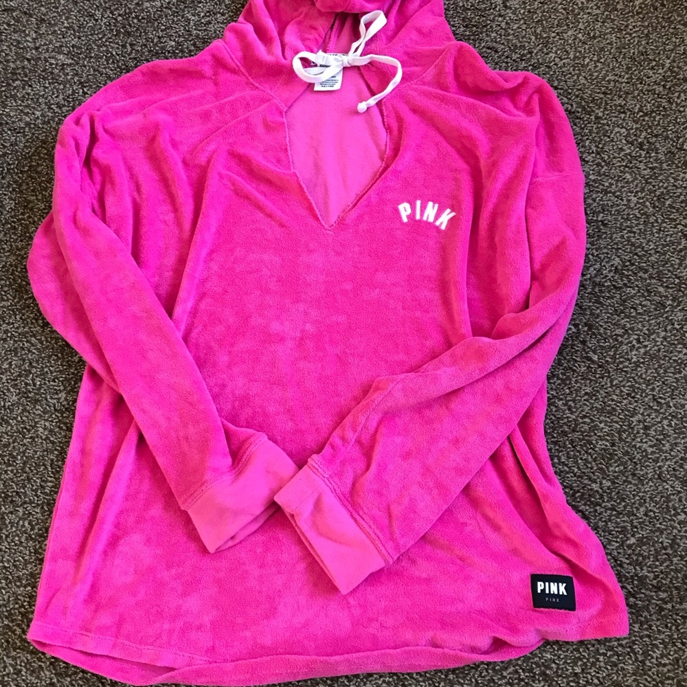 Pink by vs terry cloth hoodie